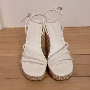 White Marc Fisher Wedge Sandals